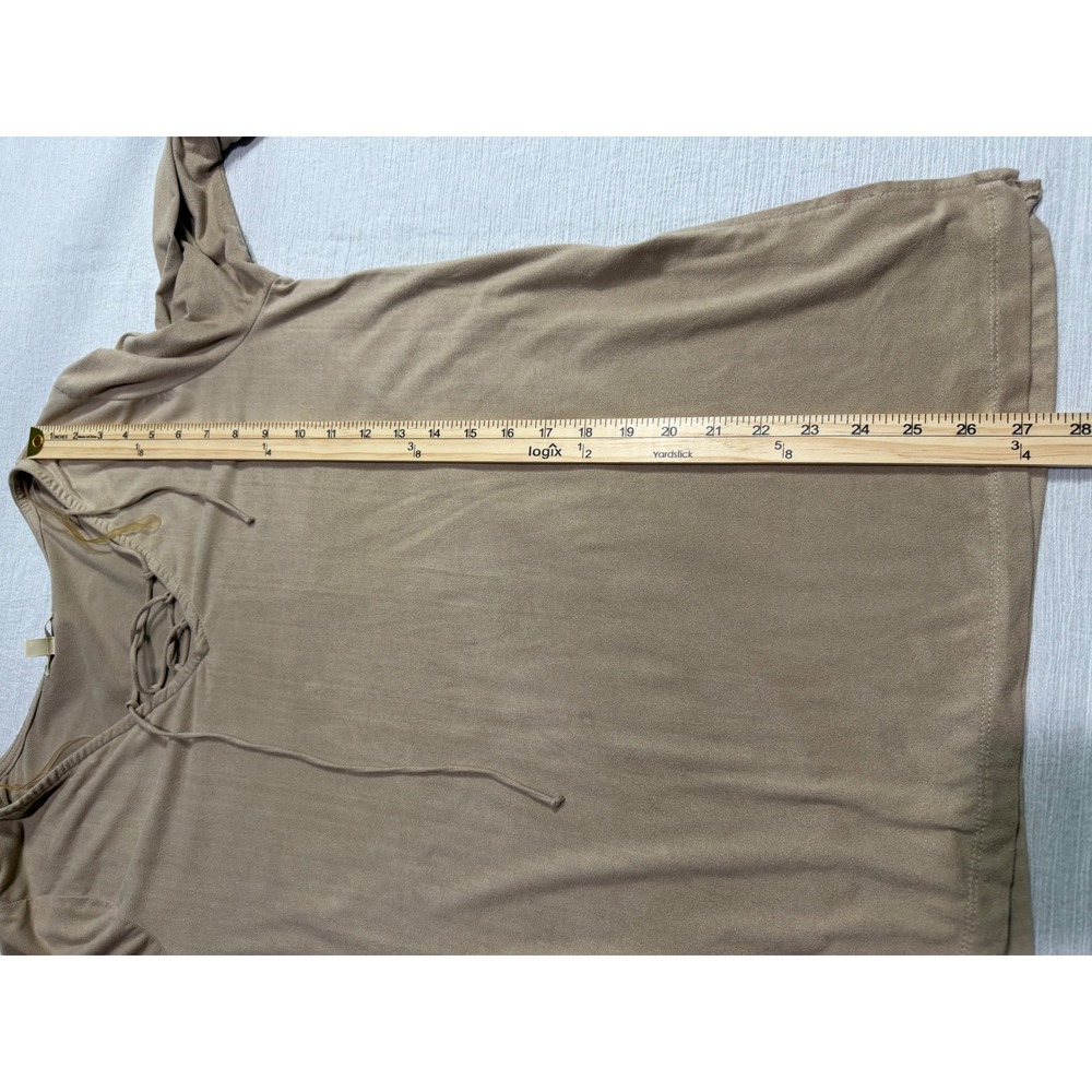 Love on a Hanger Tan Faux Suede Lace Up V-Neck Tunic Top Large J5672CADV - Picture 8 of 10